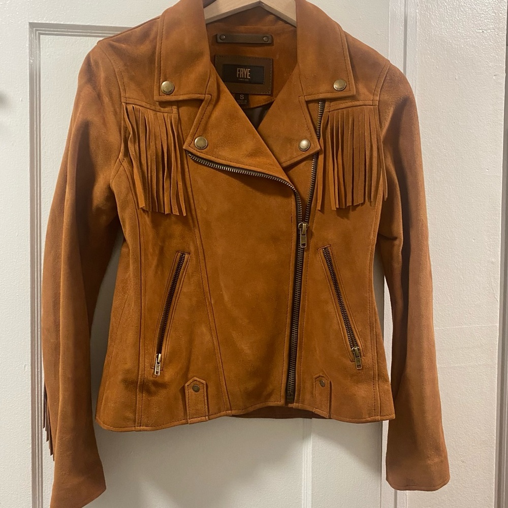 Chestnut Frye Fringe Suede Jacket